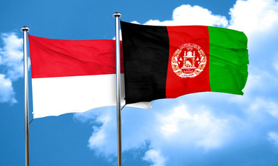 monaco flag with afghanistan flag, 3D rendering