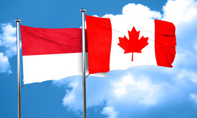 monaco flag with Canada flag, 3D rendering