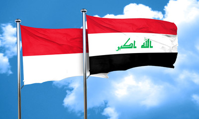 monaco flag with Iraq flag, 3D rendering