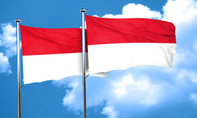 Fototapeta na wymiar monaco flag with Indonesia flag, 3D rendering