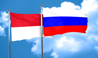 monaco flag with Russia flag, 3D rendering