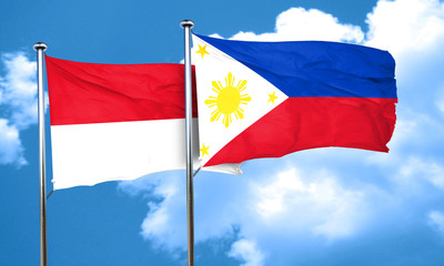 monaco flag with Philippines flag, 3D rendering