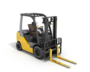 Forklift loader isolated on white 3D render
