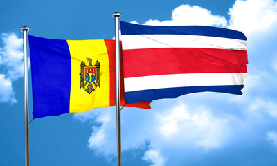 Moldova flag with Costa Rica flag, 3D rendering