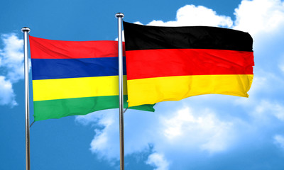 Mauritius flag with Germany flag, 3D rendering