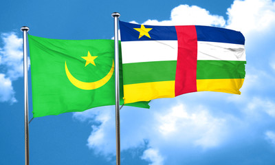 Mauritania flag with Central African Republic flag, 3D rendering