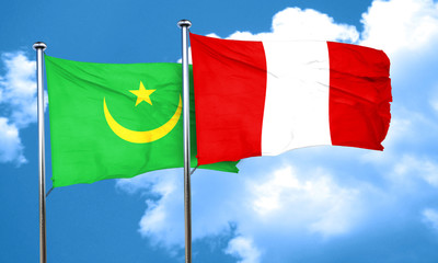Mauritania flag with Peru flag, 3D rendering