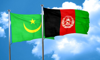 Mauritania flag with afghanistan flag, 3D rendering
