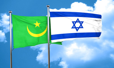 Mauritania flag with Israel flag, 3D rendering