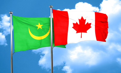 Mauritania flag with Canada flag, 3D rendering