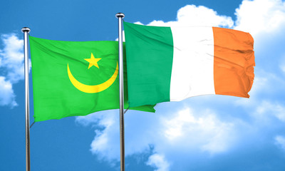 Mauritania flag with Ireland flag, 3D rendering