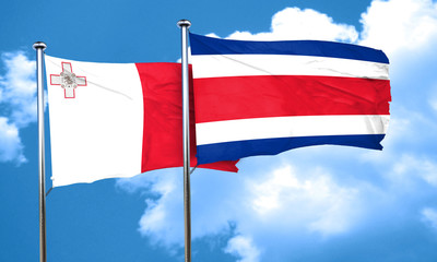 Malta flag with Costa Rica flag, 3D rendering