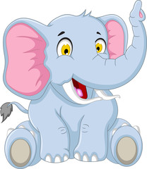 funny elephant cartoon sitting