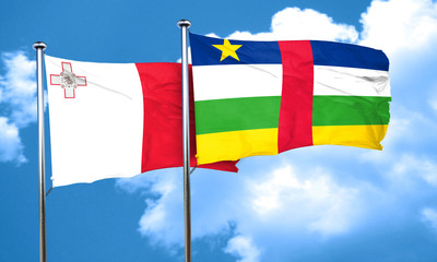 Malta flag with Central African Republic flag, 3D rendering