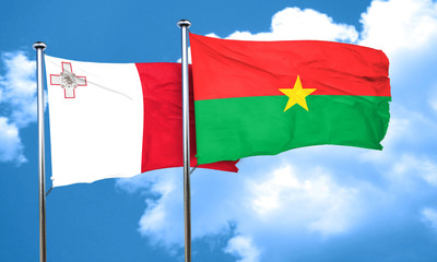 Malta flag with Burkina Faso flag, 3D rendering