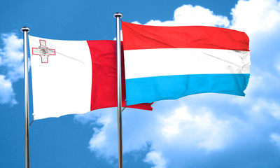 Malta flag with Luxembourg flag, 3D rendering