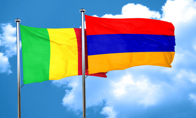 Mali flag with Armenia flag, 3D rendering