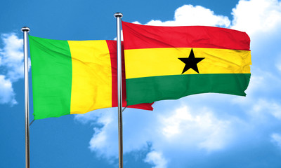 Mali flag with Ghana flag, 3D rendering
