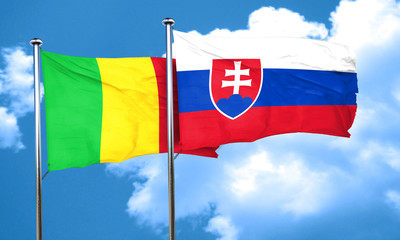 Mali flag with Slovakia flag, 3D rendering