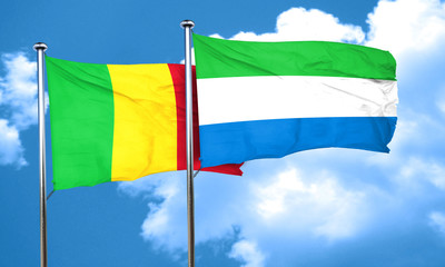 Mali flag with Sierra Leone flag, 3D rendering