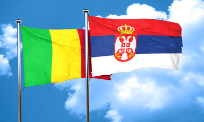 Mali flag with Serbia flag, 3D rendering