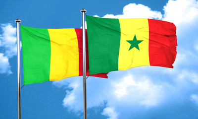 Mali flag with Senegal flag, 3D rendering