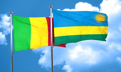 Mali flag with rwanda flag, 3D rendering