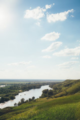 view from the high Bank on the river on a summer day