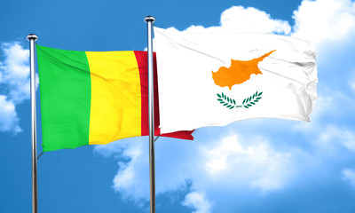 Mali flag with Cyprus flag, 3D rendering