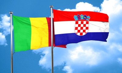 Mali flag with Croatia flag, 3D rendering