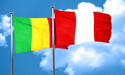 Mali flag with Peru flag, 3D rendering