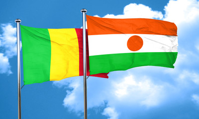 Mali flag with Niger flag, 3D rendering
