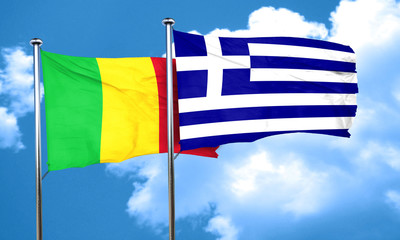 Mali flag with Greece flag, 3D rendering