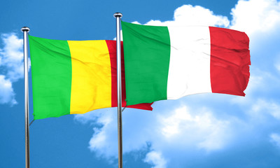 Mali flag with Italy flag, 3D rendering