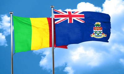 Mali flag with Cayman islands flag, 3D rendering