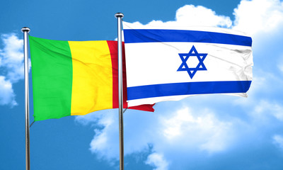 Mali flag with Israel flag, 3D rendering