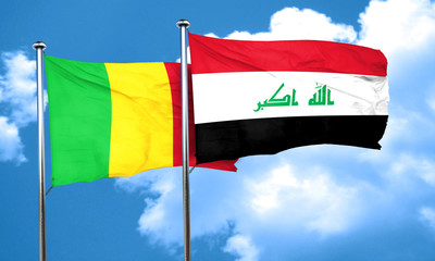 Mali flag with Iraq flag, 3D rendering
