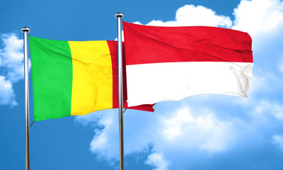 Mali flag with Indonesia flag, 3D rendering