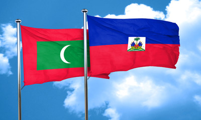 Maldives flag with Haiti flag, 3D rendering