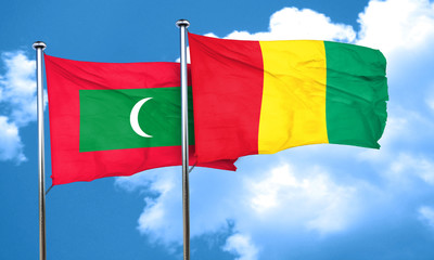 Maldives flag with Guinea flag, 3D rendering