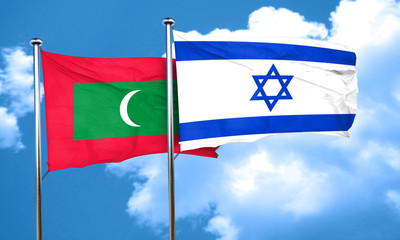 Maldives flag with Israel flag, 3D rendering