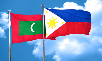 Maldives flag with Philippines flag, 3D rendering