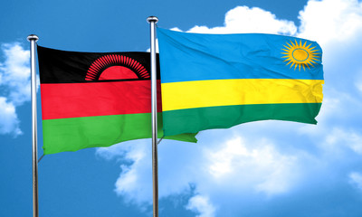 Malawi flag with rwanda flag, 3D rendering