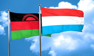 Malawi flag with Luxembourg flag, 3D rendering