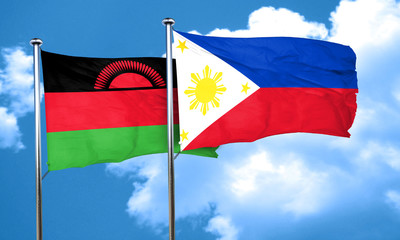 Malawi flag with Philippines flag, 3D rendering