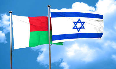 Madagascar flag with Israel flag, 3D rendering