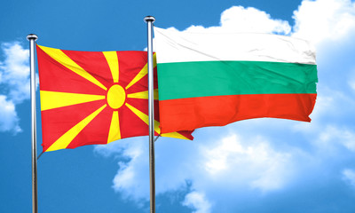 Macedonia flag with Bulgaria flag, 3D rendering