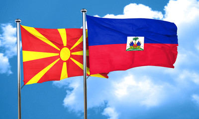 Macedonia flag with Haiti flag, 3D rendering