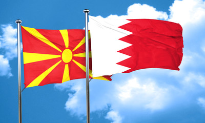 Macedonia flag with Bahrain flag, 3D rendering