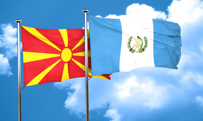 Macedonia flag with Guatemala flag, 3D rendering